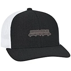 Heather Trucker Snapback Cap - Laser Engraved Patch