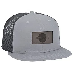 New Era Flat Bill Snapback Trucker Cap - Laser Engraved Patch