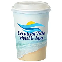 Seaside Full Color Insulated Paper Cup with Lid - 16 oz.