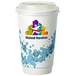 Cubes Floating Full Color Insulated Paper Cup with Lid - 16 oz.