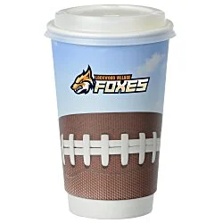 Football Full Color Insulated Paper Cup with Lid - 16 oz.