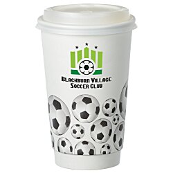 Soccer Full Color Insulated Paper Cup with Lid - 16 oz.