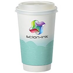 Turbulent Waves Full Color Insulated Paper Cup with Lid - 16 oz.