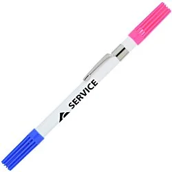 Dri Mark Double Header Pen/Highlighter - White Barrel