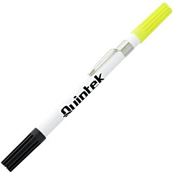 Dri Mark Double Header Plastic Point Pen/Highlighter - White Barrel