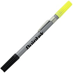 Dri Mark Double Header Plastic Point Pen/Highlighter - Silver Barrel