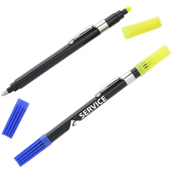 Dri Mark® Double Header Highlighter Ball Pen Combo- Blue Ink  Main Image