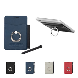 Tuscany™ Card Holder with Metal Ring Phone Stand & Stylus  Main Image