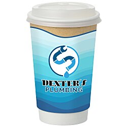 Full Color Insulated Paper Cup with Lid - 16 oz. - Natural
