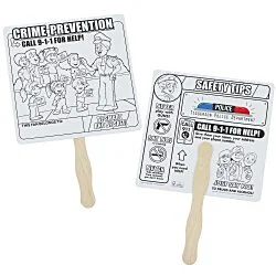 Crime Prevention Coloring Hand Fan