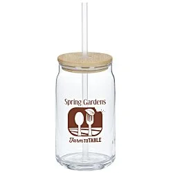 Glass Can with Straw - 17 oz.