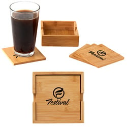 Square Bamboo Coaster Set  Main Image