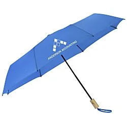 Manual Folding Umbrella with Wooden Handle - 46" Arc