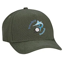 Five Panel Cap with Leatherette Backstrap - Embroidered