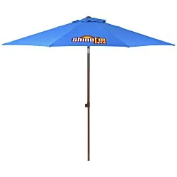 Wood Look Tilting Market Umbrella - 9 foot Arc