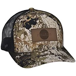 Yupoong Veil Camo Trucker Cap - Laser Engraved Patch