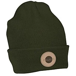 Fleece Lined Beanie with Cuff - Laser Engraved Patch
