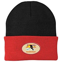 Big Cuff Knit Cap - Two Tone - Full Color Patch - 24 hr