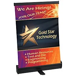 Economy Tabletop Retractable Polyester Banner Display - 18 inches