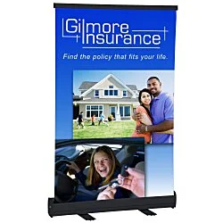 Economy Tabletop Retractable Polyester Banner Display - 24 inches