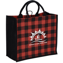 Buffalo Plaid Jute Tote