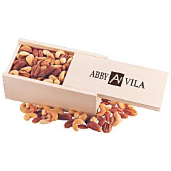 Wooden Box with Mixed Nuts
