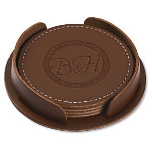Leather 4-Piece Coaster Set Main Image