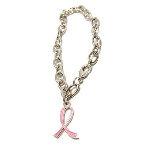 Silver Charm Bracelet - Pink Ribbon Main Image