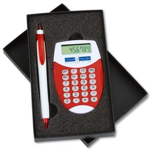 Pocket Oval Calculator / Pen Gift Set Main Image