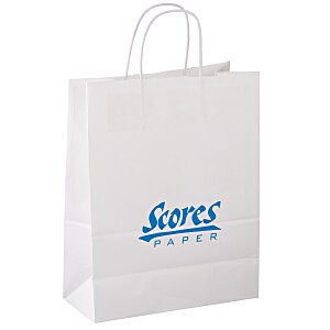 Kraft Paper White Shopping Bag - 13" x 10" Main Image