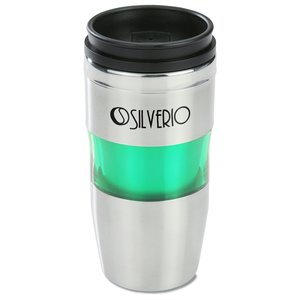 Stainless/Acrylic Banded Tumbler w/Plastic Lid - 16 oz. Main Image