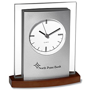 Desktop Analog Clock - Wood Base Main Image