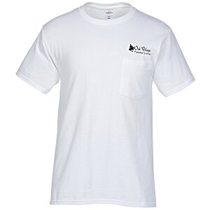 Hanes Authentic Pocket T-Shirt - Screen - White Main Image