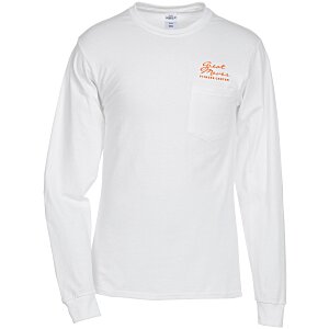 Hanes Authentic LS Pocket T-Shirt - Screen - White Main Image