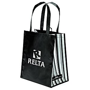 Laminated PET Tote with Striped Gusset Main Image