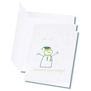Seeded Holiday Card - Season's Greenings Snowman Main Image