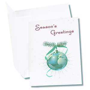 Seeded Holiday Card - Season's Greetings Globe Main Image