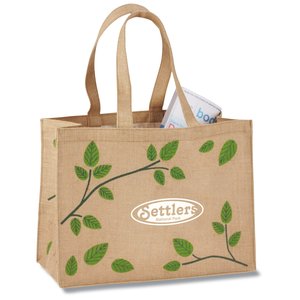 V Natural Jute Shopper - Leaves Main Image