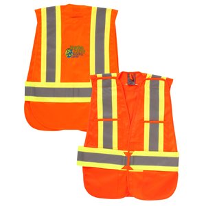 5-Point Vertical Stripe Tear Away Safety Vest - Embroidered Main Image