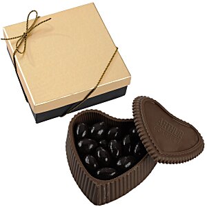 Chocolate Heart Box with Confection - Gold Box Main Image