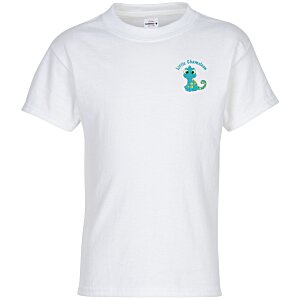 Hanes Authentic T-Shirt - Youth - Embroidered - White Main Image