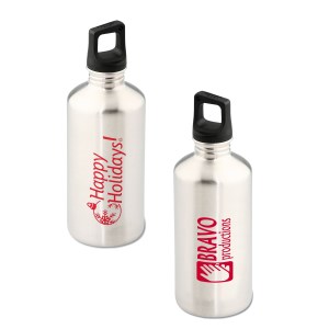 h2go Stainless Bottle - 20 oz. - Happy Holidays - Silver Main Image