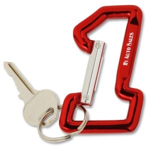Number One Shape Carabiner with Key Ring - Closeout Main Image