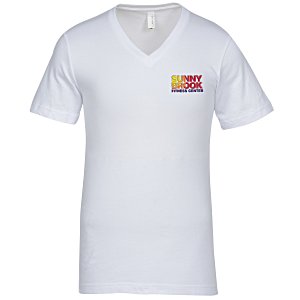Bella+Canvas V-Neck T-Shirt - Men's - White - Embroidered Main Image