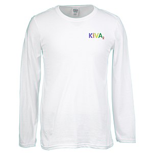 Gildan Softstyle LS T-Shirt - Men's - White - Embroidered Main Image
