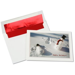 Playful Snow Angel Snowman Greeting Card Main Image