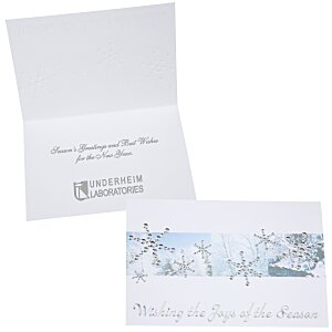 Silver Snowflakes in Snow Greeting Card Main Image