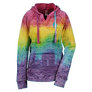 MV Sport Courtney Burnout Sweatshirt - Rainbow Stripe - Embroidered Main Image