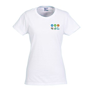 Gildan 5.3 oz. Cotton T-Shirt - Ladies' - Embroidered - White Main Image