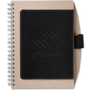 Recycled Cardboard & Leather Notebook - Closeout Main Image